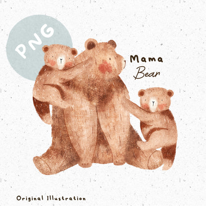 Mama Bear and cubs PNG