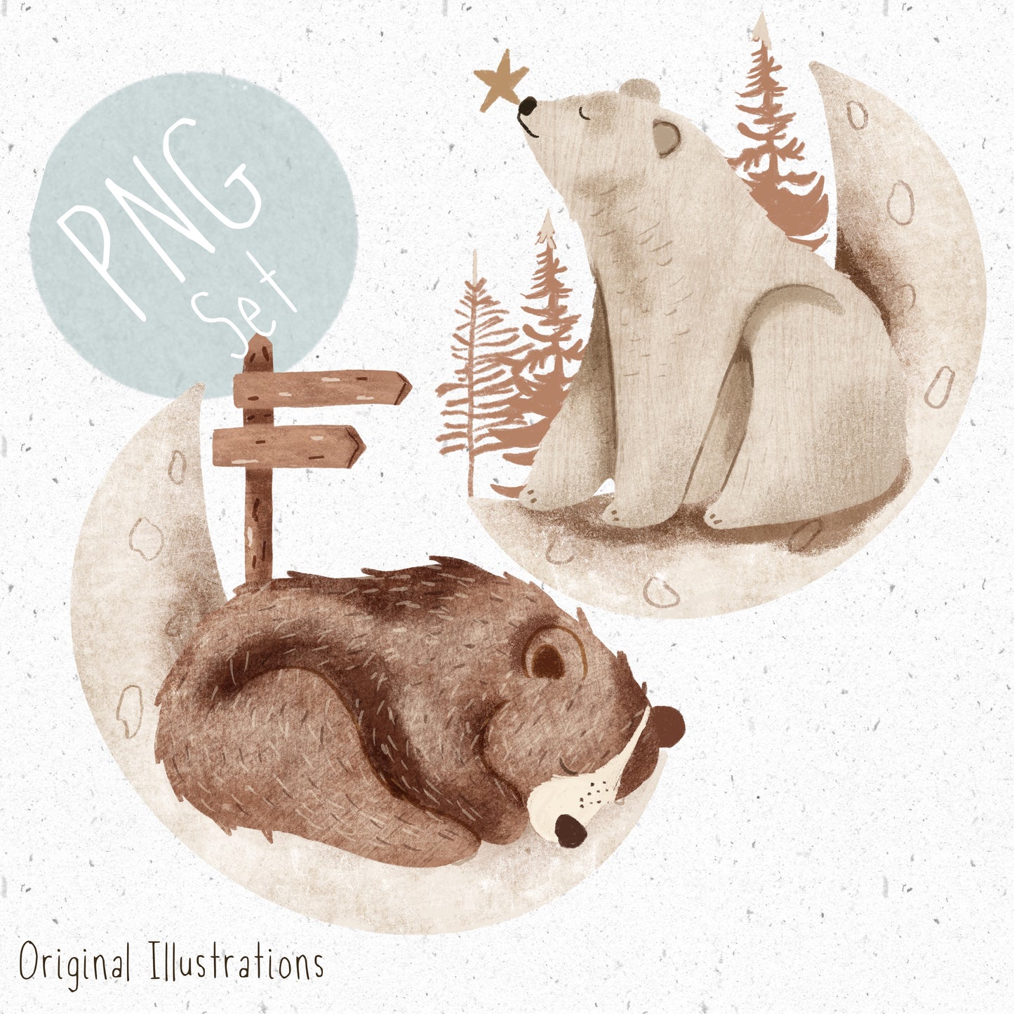 Festive Bears PNG Set