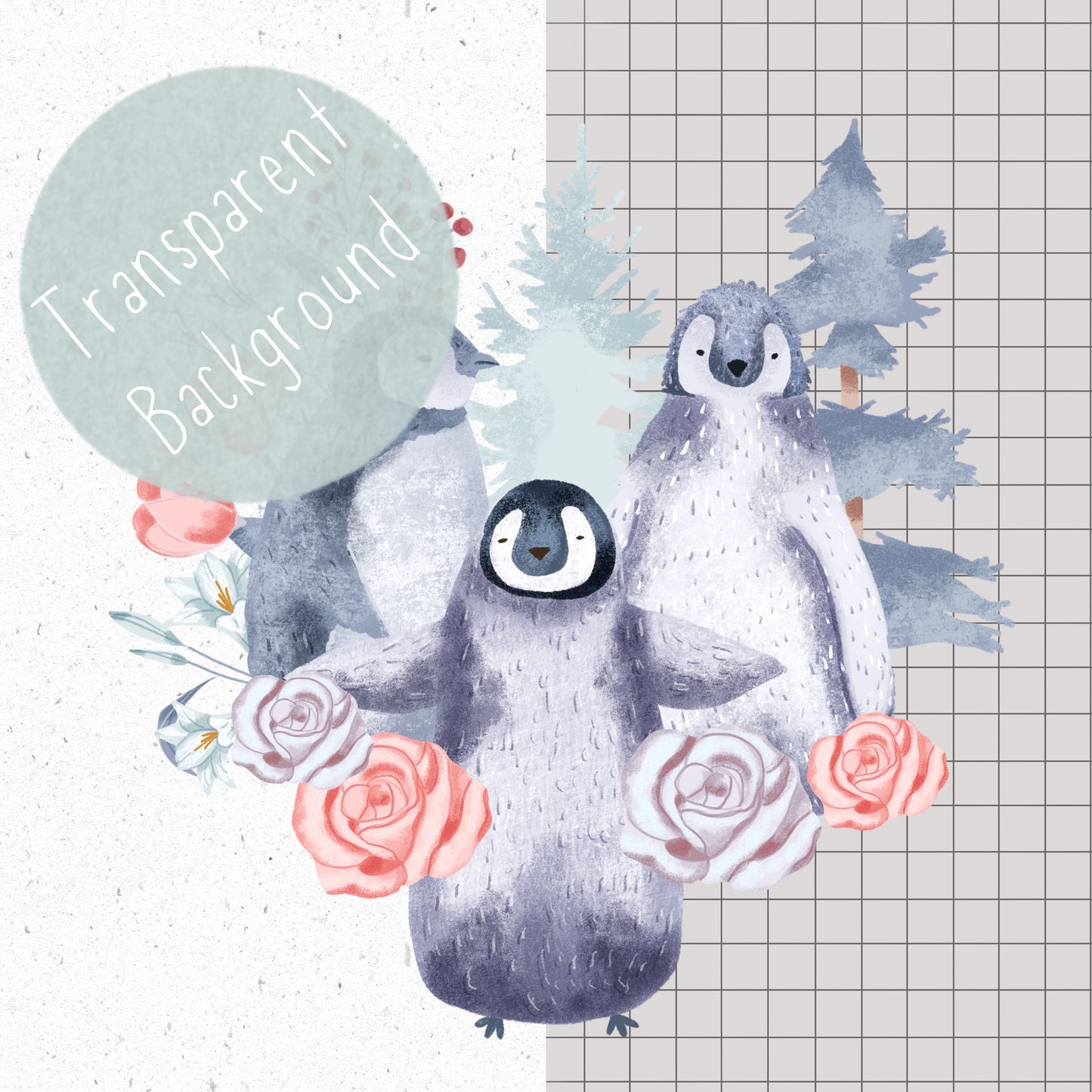 Winter Penguins PNG