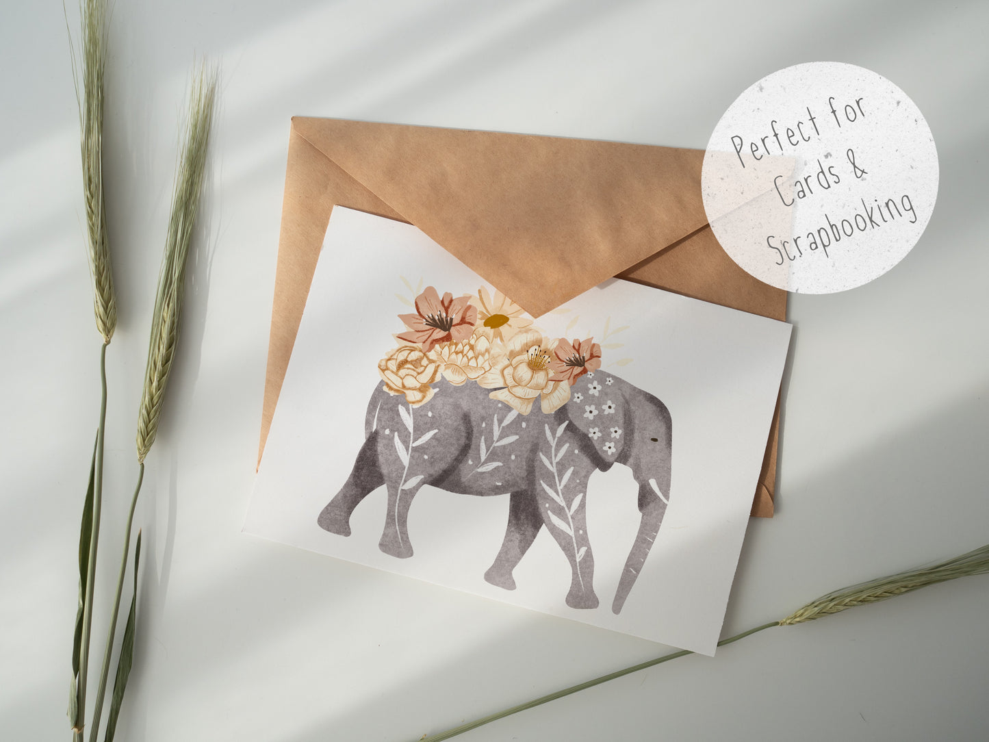 Floral elephant Trio PNG Set