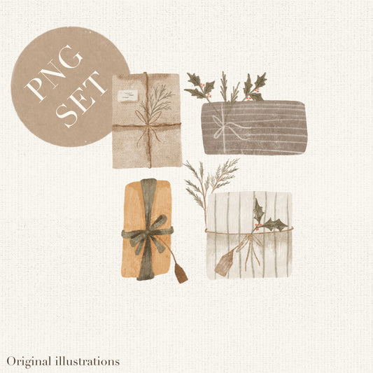 Festive gifts Png Set