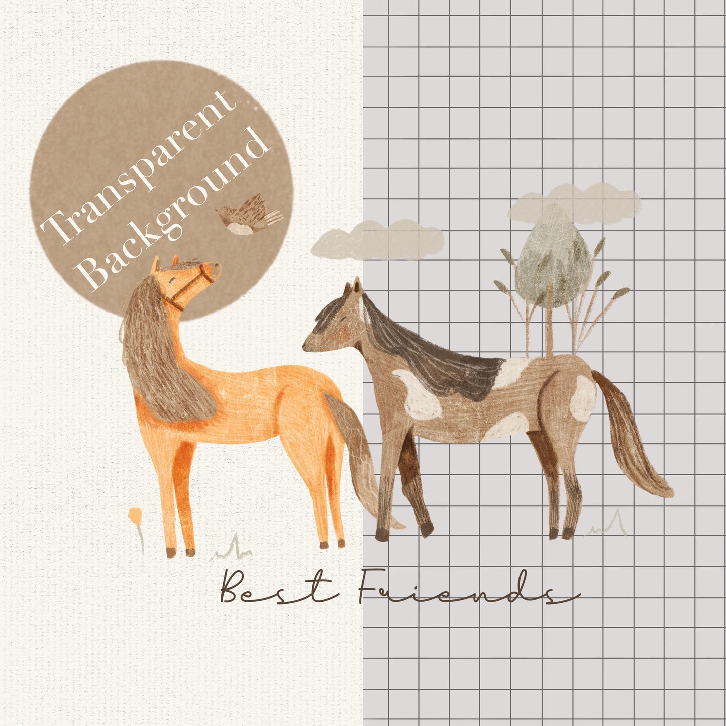 Horse Best Friends PNG
