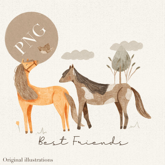 Horse Best Friends PNG