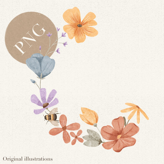 Floral half-wreath PNG