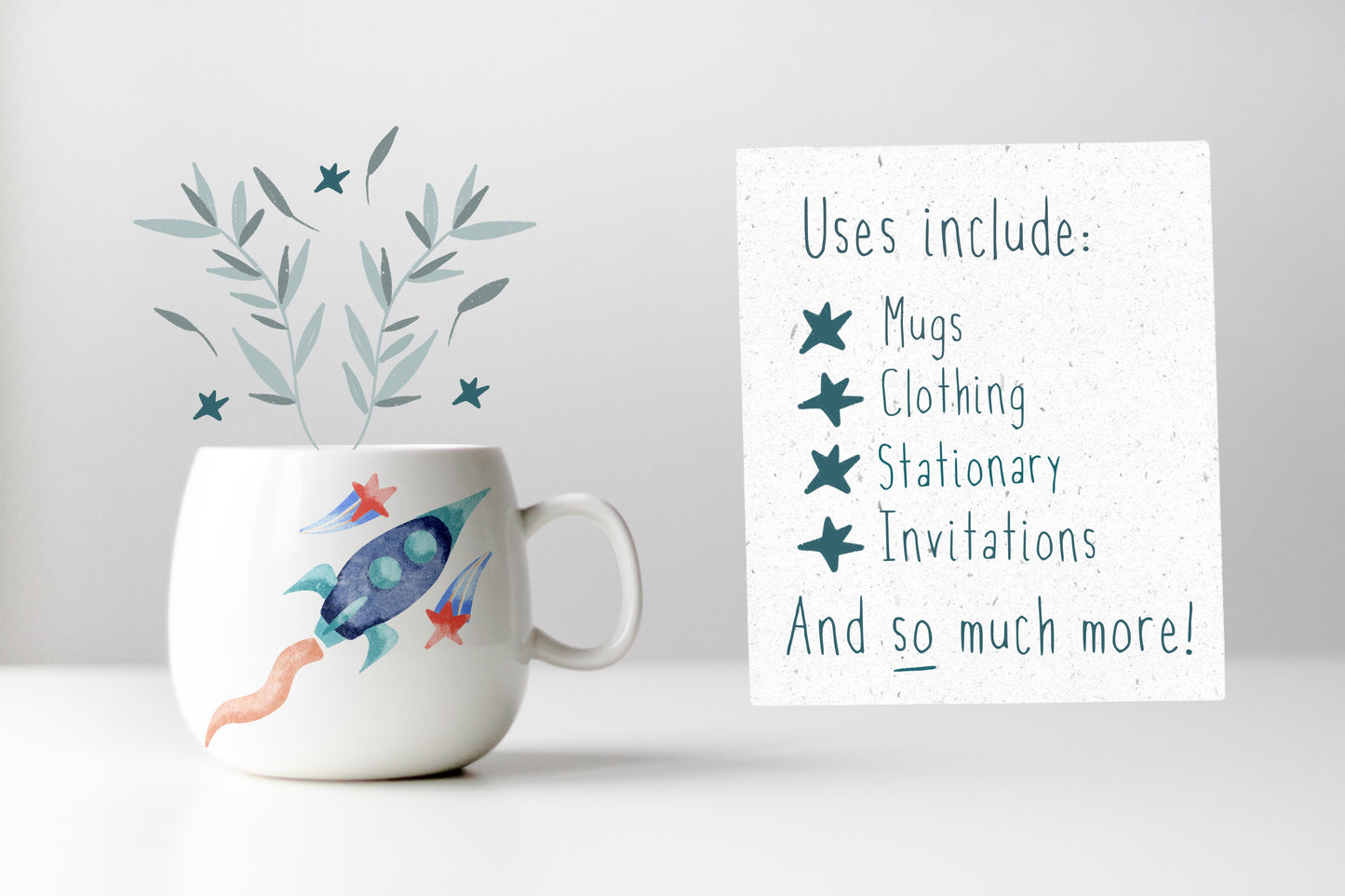 Rocket and Stars PNG