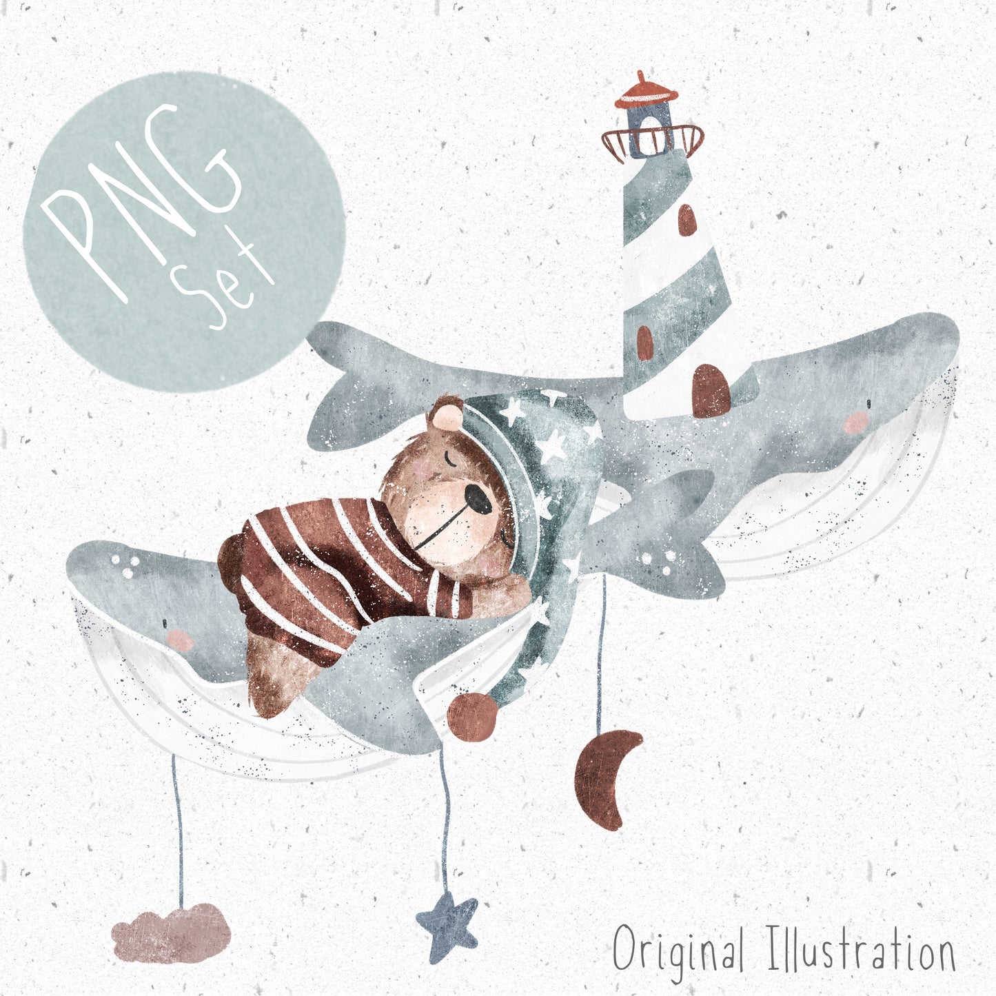 Celestial Whale PNG Set
