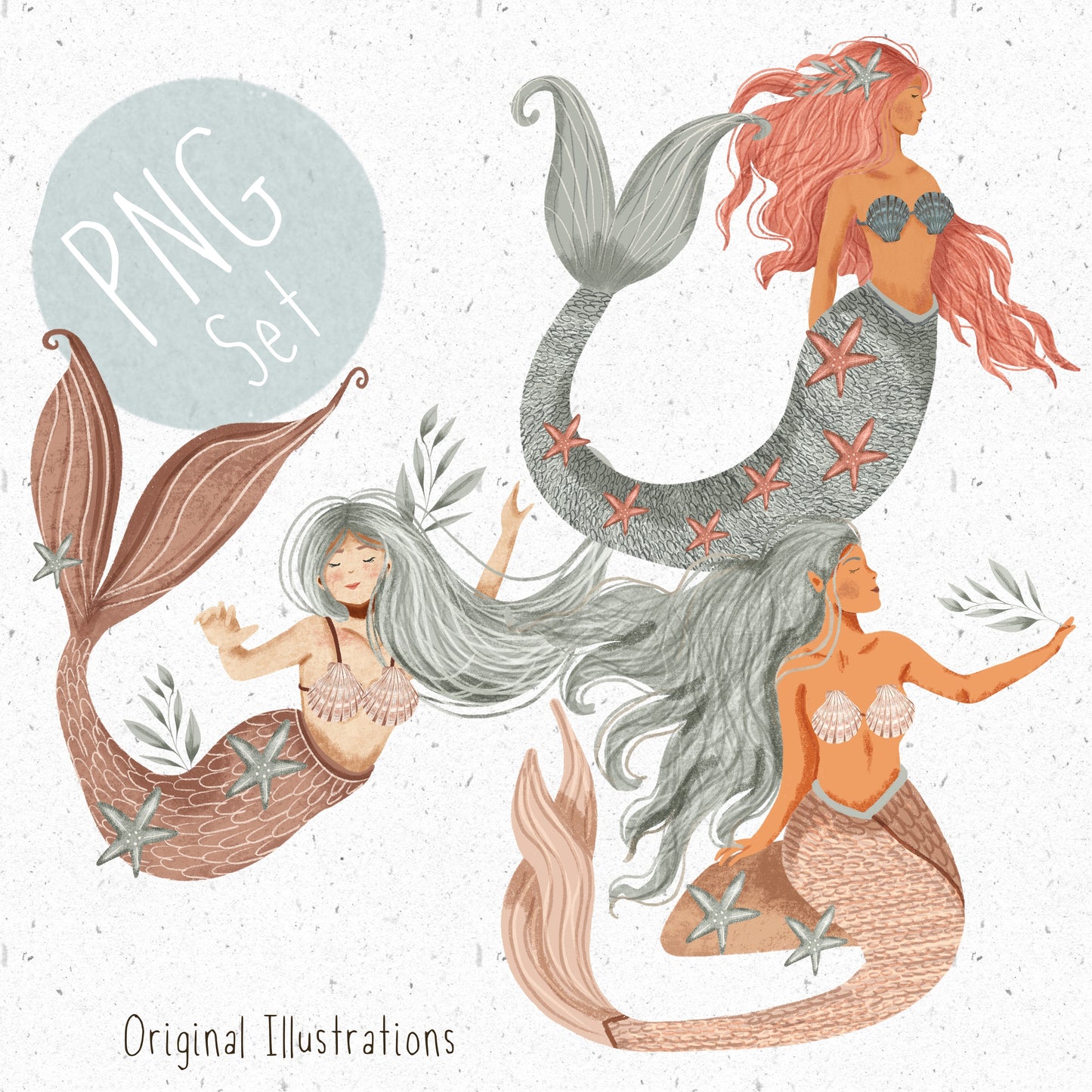 Mermaid Friends PNG Set