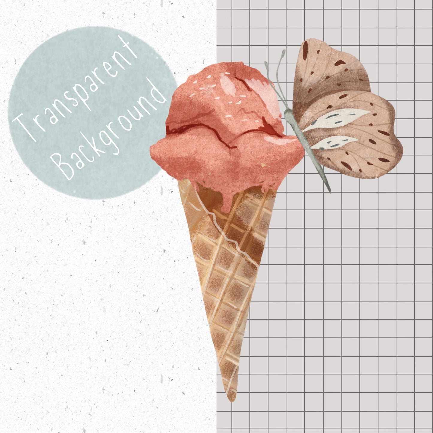 Ice-cream & Butterfly PNG Set