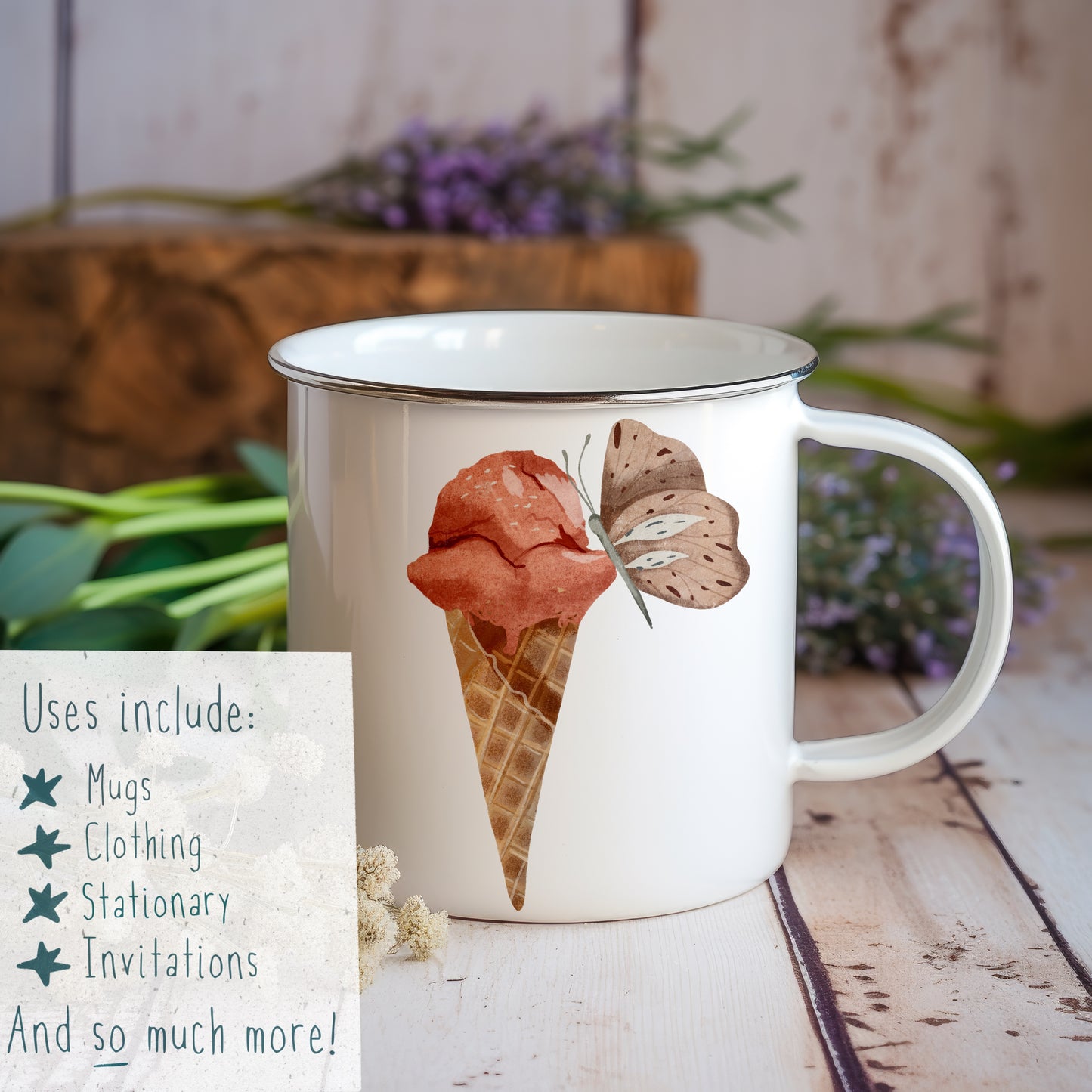 Ice-cream & Butterfly PNG Set