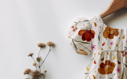 Girls Smock Dress Floral Mock-up