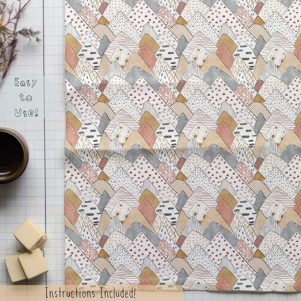 Fabric Sheet on Tailor's Table Mock-up