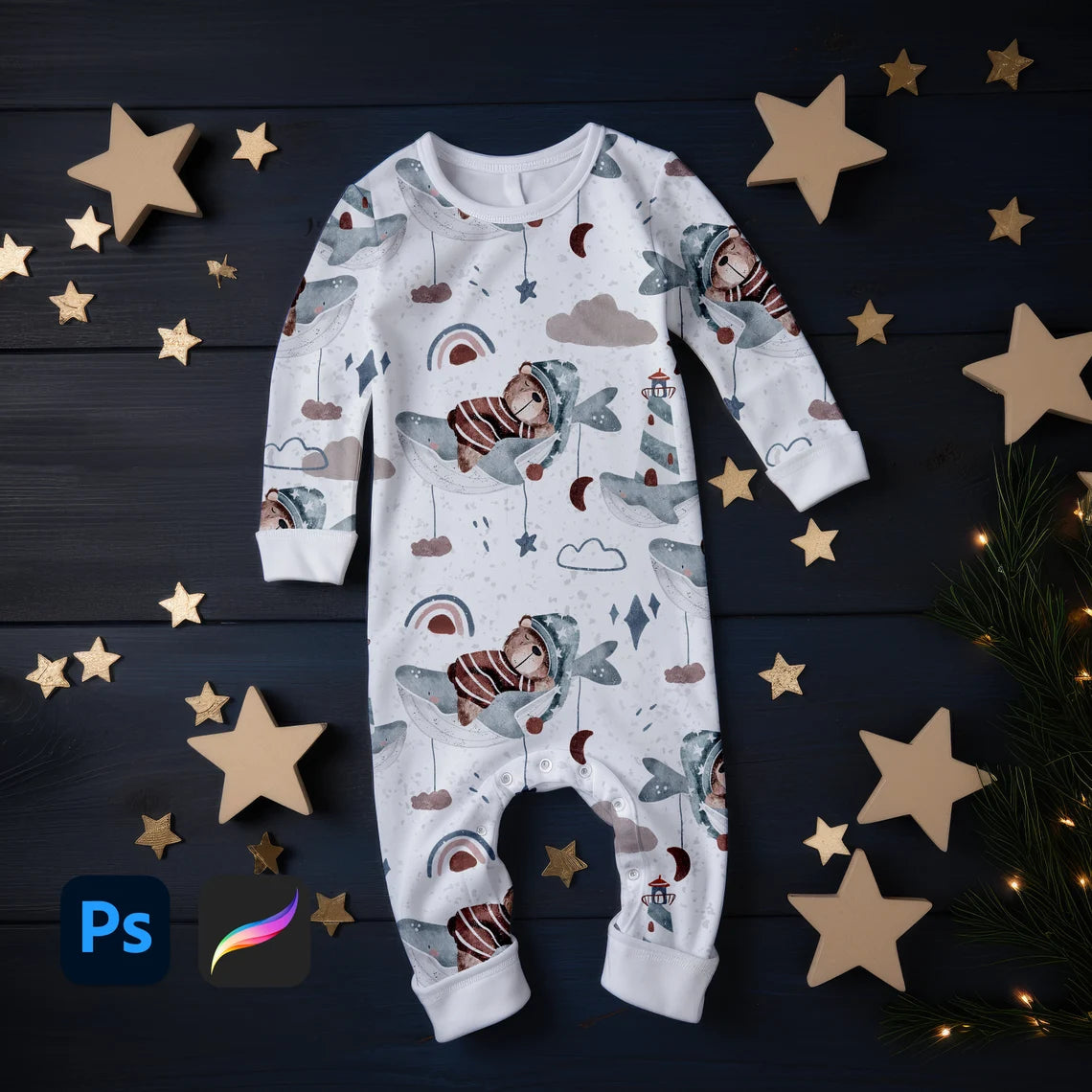 Baby Coverall / Sleepsuit Mockup - Boys Theme