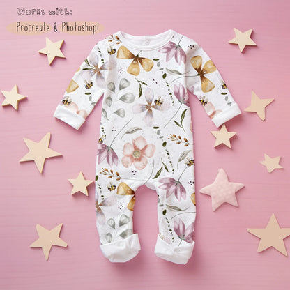 Baby Coverall / Sleepsuit Mockup - Girls Theme