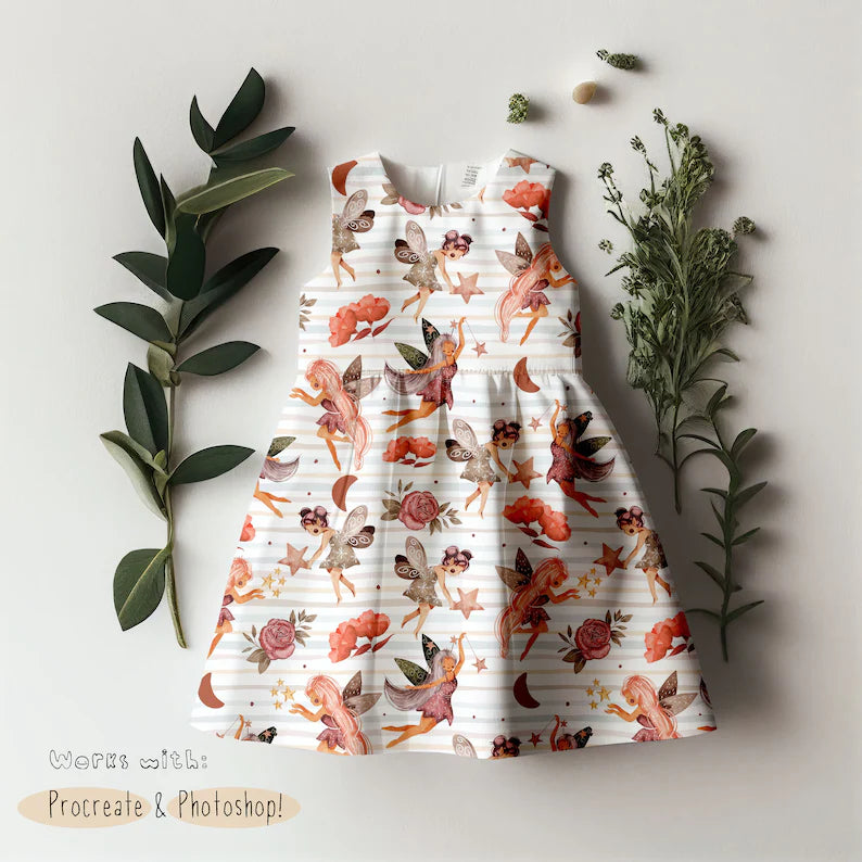 Girls Dress Leafy Mock-up
