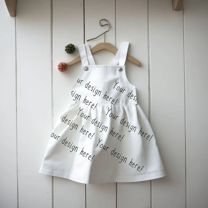 Girls Pinafore Dress Whitewash Mock-up