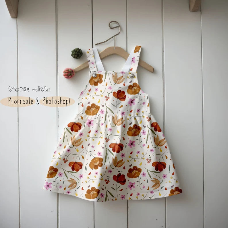 Girls Pinafore Dress Whitewash Mock-up