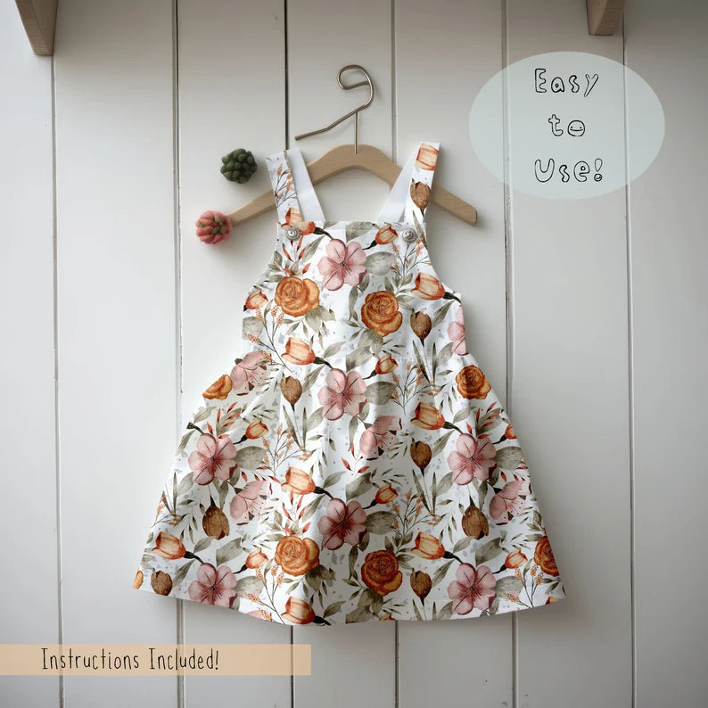 Girls Pinafore Dress Whitewash Mock-up