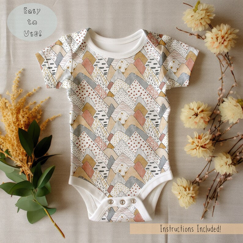 Baby Onesie Boho Mock-up