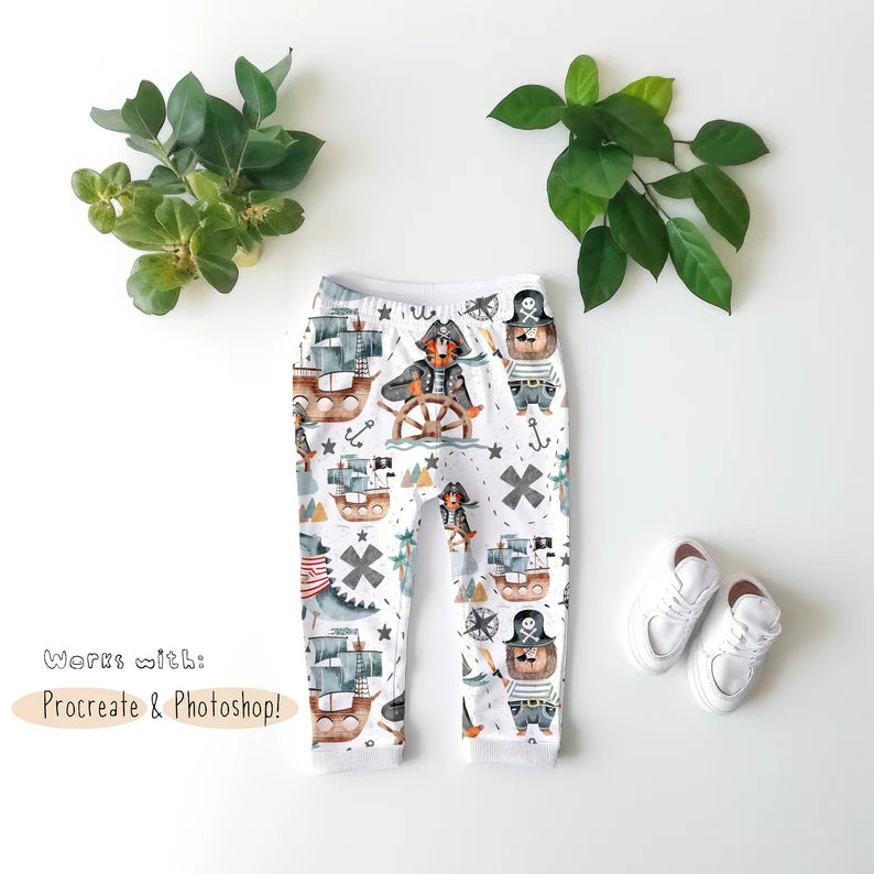 Kids Leggings Leafy Mock-up