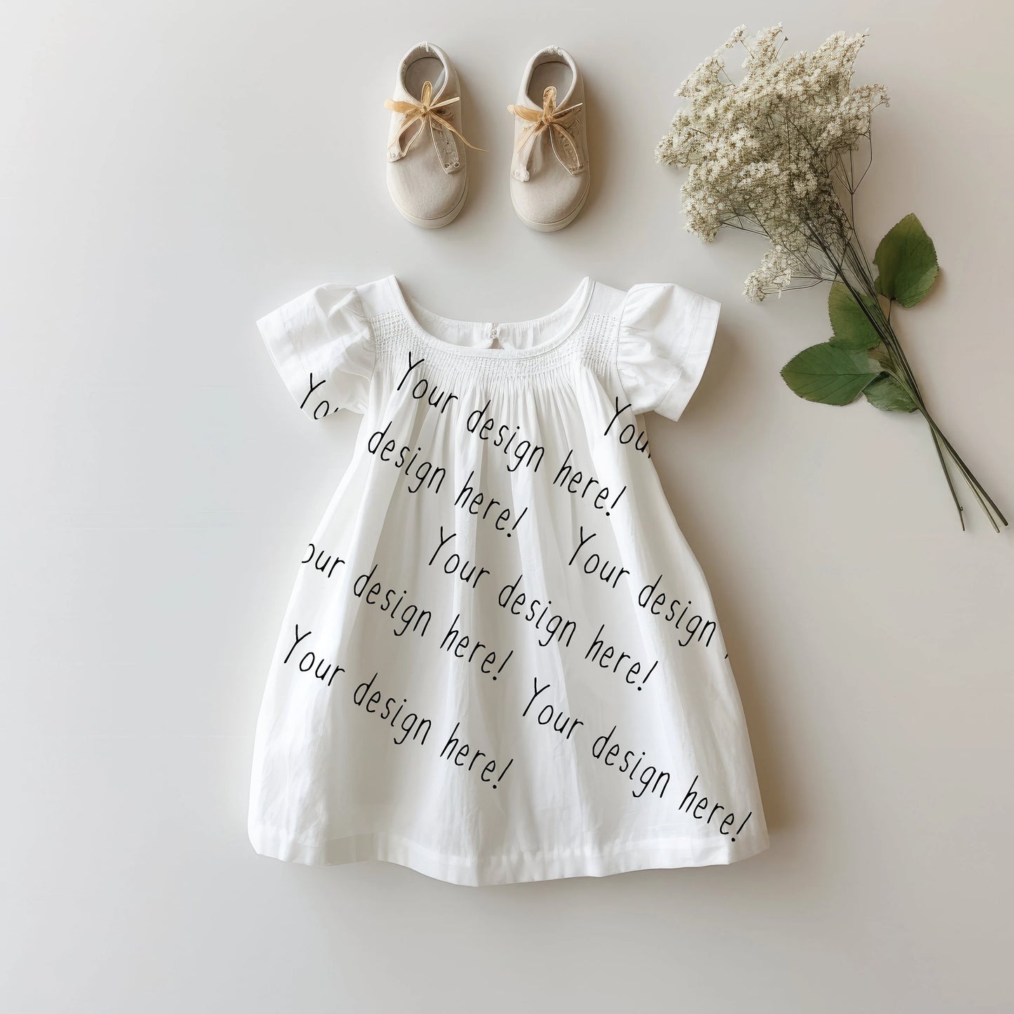 Kids Smock Dress Bouquet Mock-up