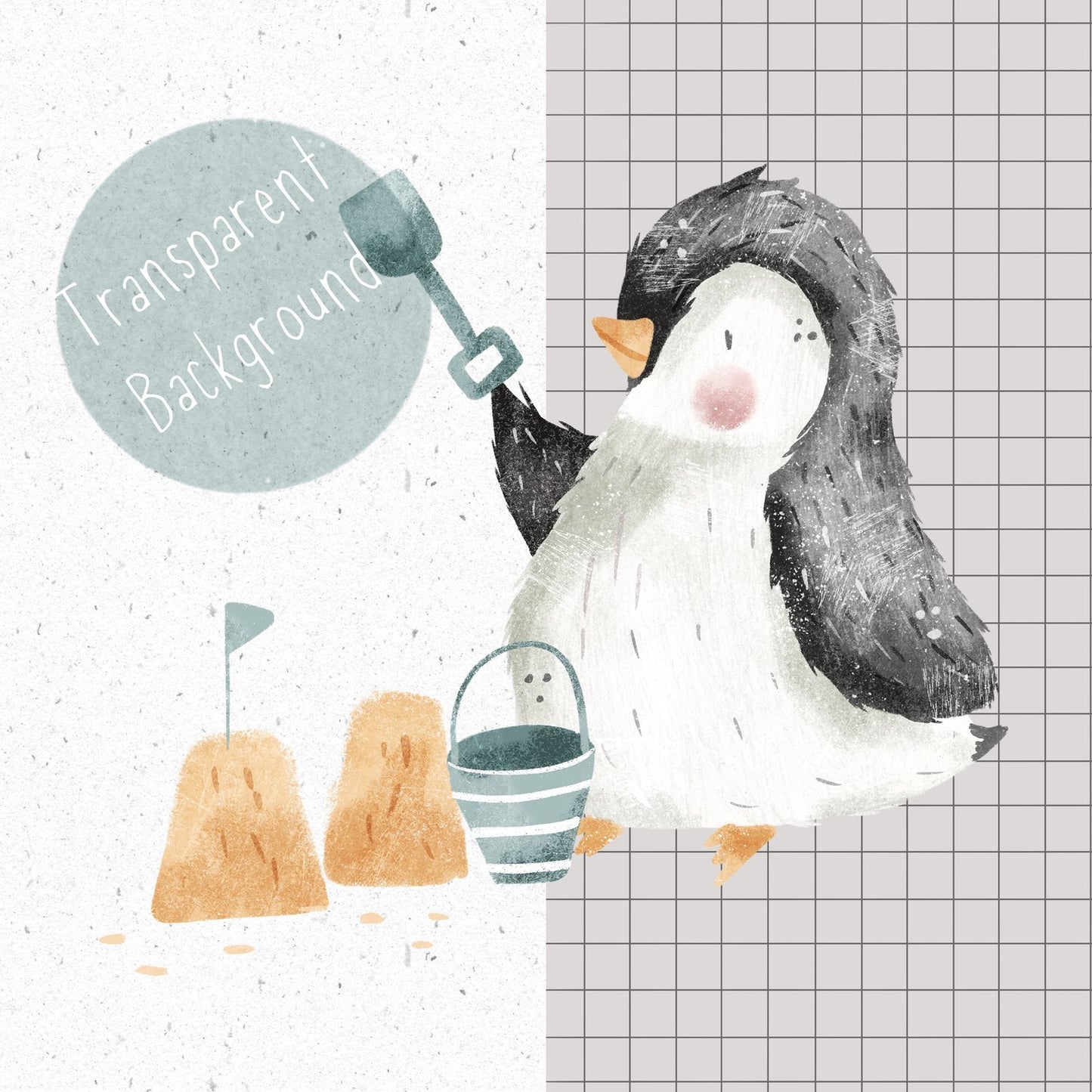 Summer Penguin PNG Set