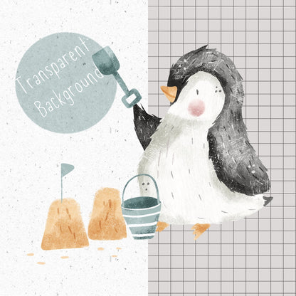 Summer Penguin PNG Set