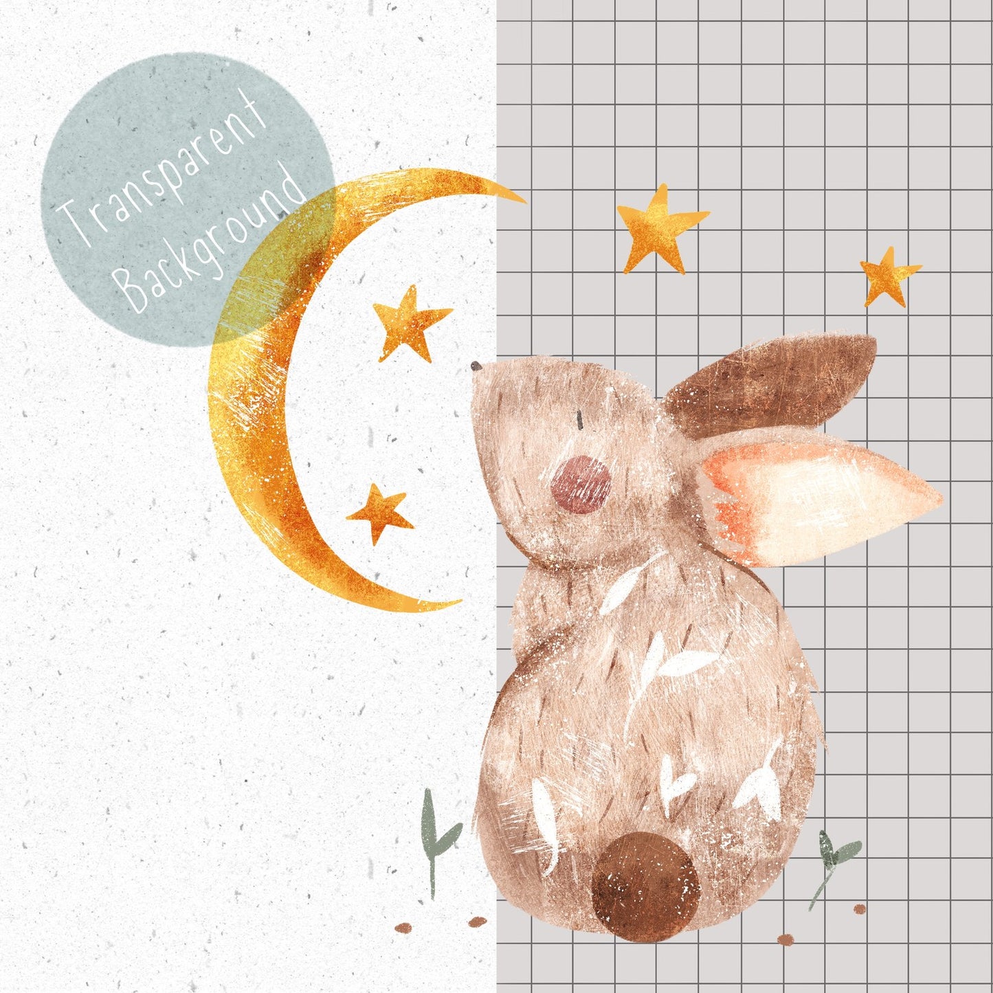 Rabbit and Moon PNG