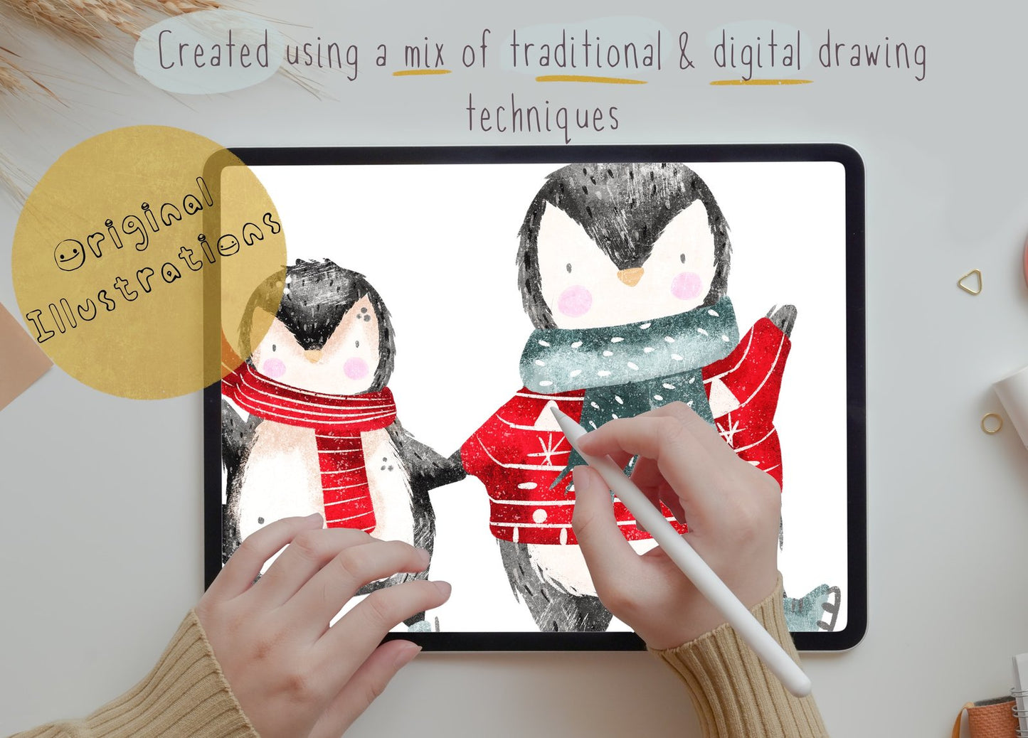 Ice-skating Penguins PNG